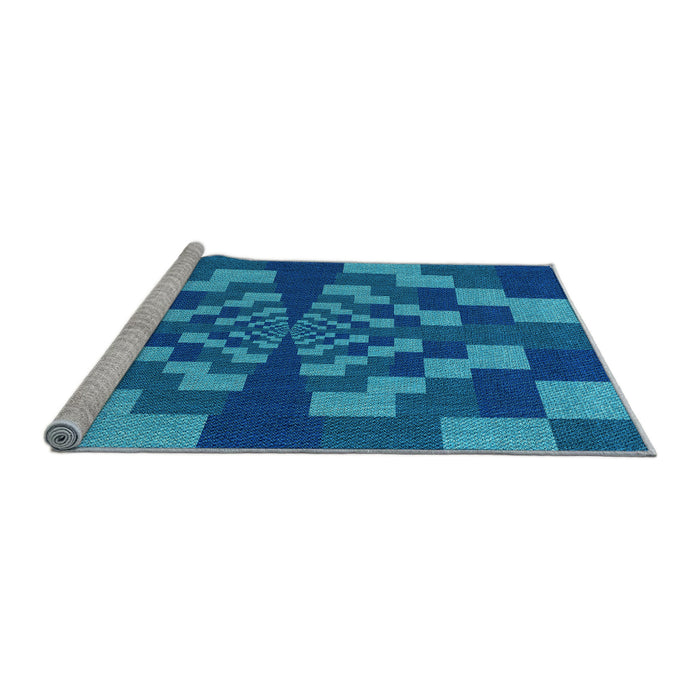 Sideview of Machine Washable Transitional Blueberry Blue Rug, wshpat1205lblu