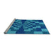 Sideview of Machine Washable Transitional Blueberry Blue Rug, wshpat1205lblu