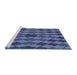 Sideview of Machine Washable Transitional Blue Rug, wshpat1207blu