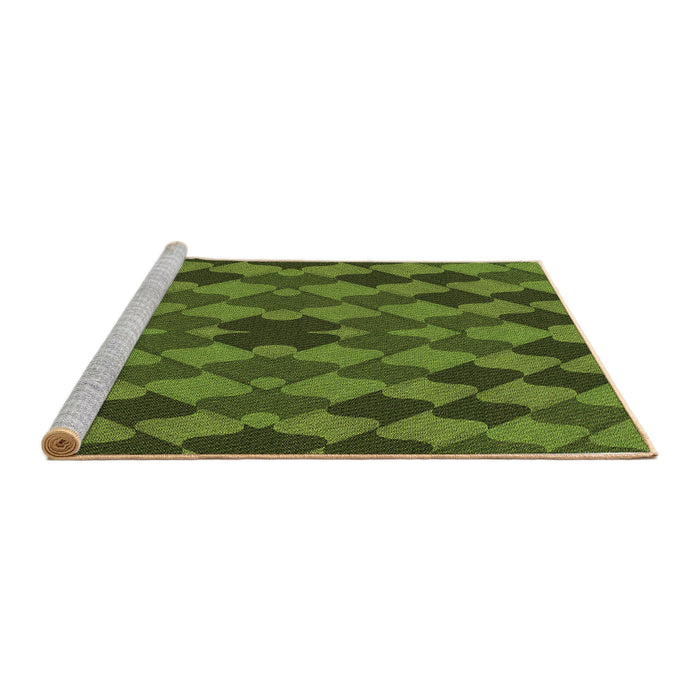 Sideview of Machine Washable Transitional Dark Forest Green Rug, wshpat1207brn