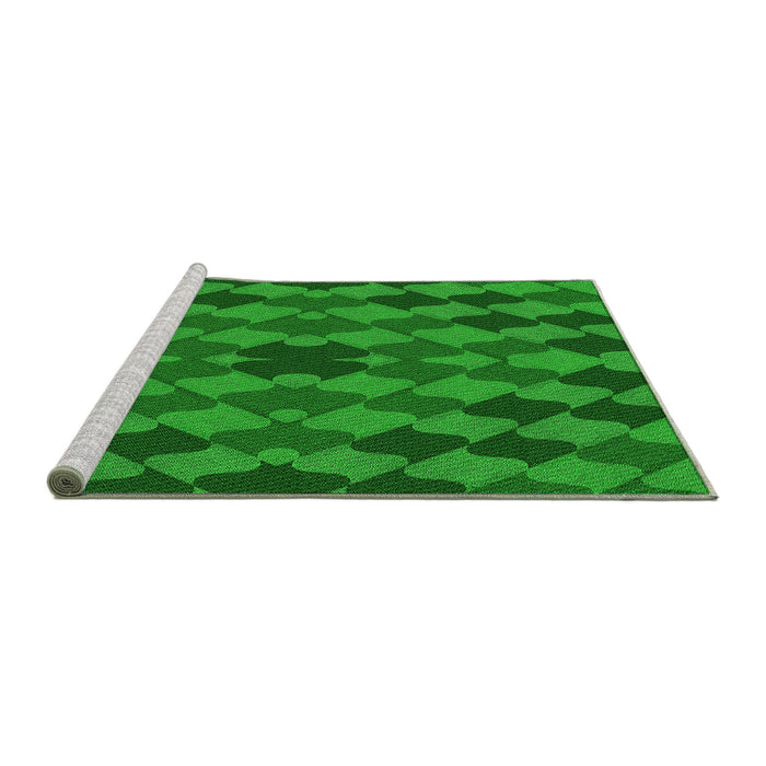 Sideview of Machine Washable Transitional Green Rug, wshpat1207grn