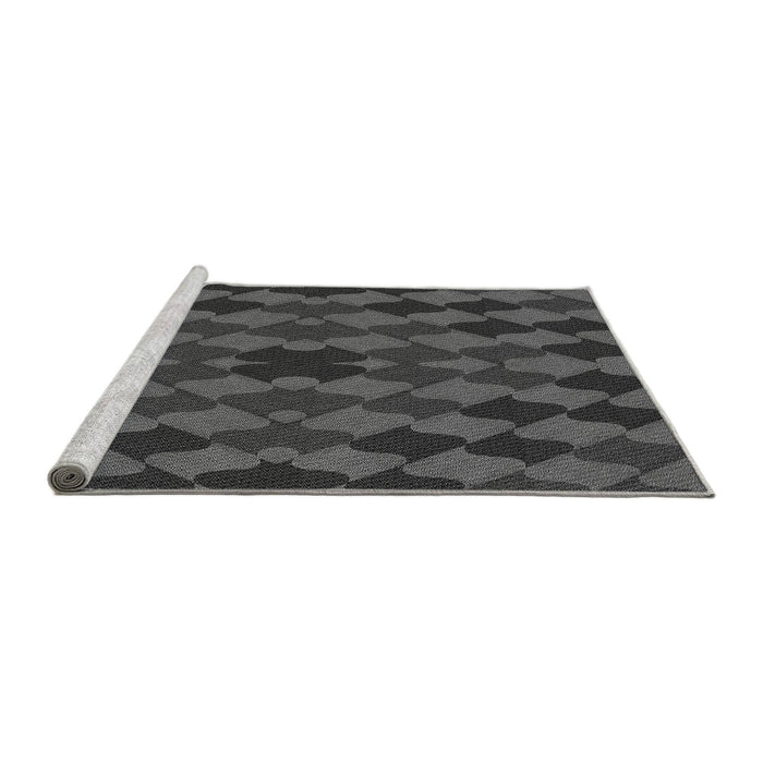 Sideview of Machine Washable Transitional Black Rug, wshpat1207gry