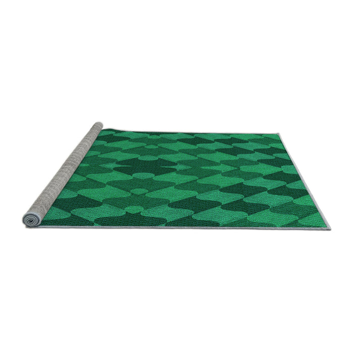 Sideview of Machine Washable Transitional Spring Green Rug, wshpat1207lblu