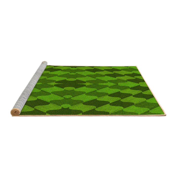 Sideview of Machine Washable Transitional Deep Emerald Green Rug, wshpat1207yw