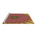 Sideview of Machine Washable Transitional Crimson Red Rug, wshpat121brn
