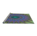 Sideview of Machine Washable Transitional Green Rug, wshpat121lblu