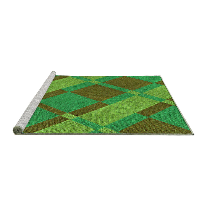Sideview of Machine Washable Transitional Seaweed Green Rug, wshpat1211grn