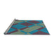 Sideview of Machine Washable Transitional Macaw Blue Green Rug, wshpat1211lblu