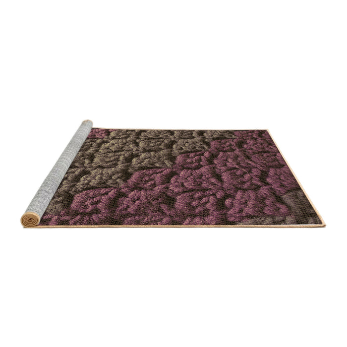 Sideview of Machine Washable Transitional Dark Gold Brown Rug, wshpat1213brn