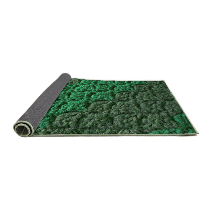 Thickness of Patterned Dark Forest Green Rug, pat1213grn