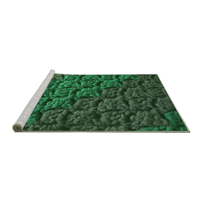 Sideview of Machine Washable Transitional Dark Forest Green Rug, wshpat1213grn