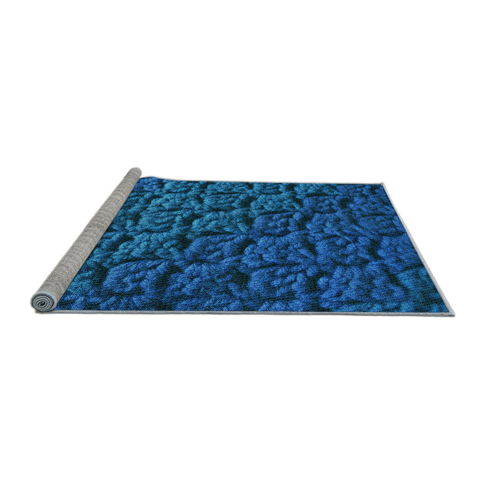 Sideview of Machine Washable Transitional Blueberry Blue Rug, wshpat1213lblu