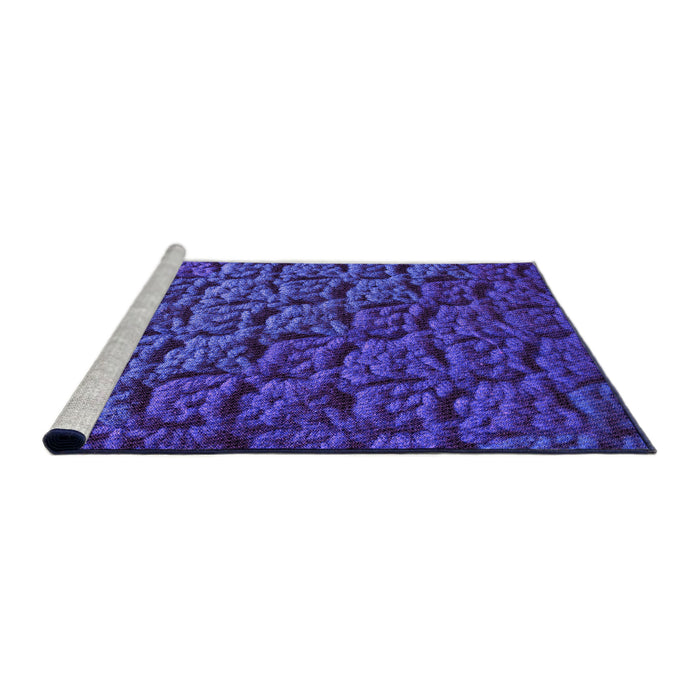 Sideview of Machine Washable Transitional Cobalt Blue Rug, wshpat1213pur