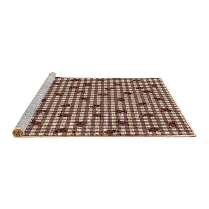 Sideview of Machine Washable Transitional Brown Sugar Brown Rug, wshpat1214brn