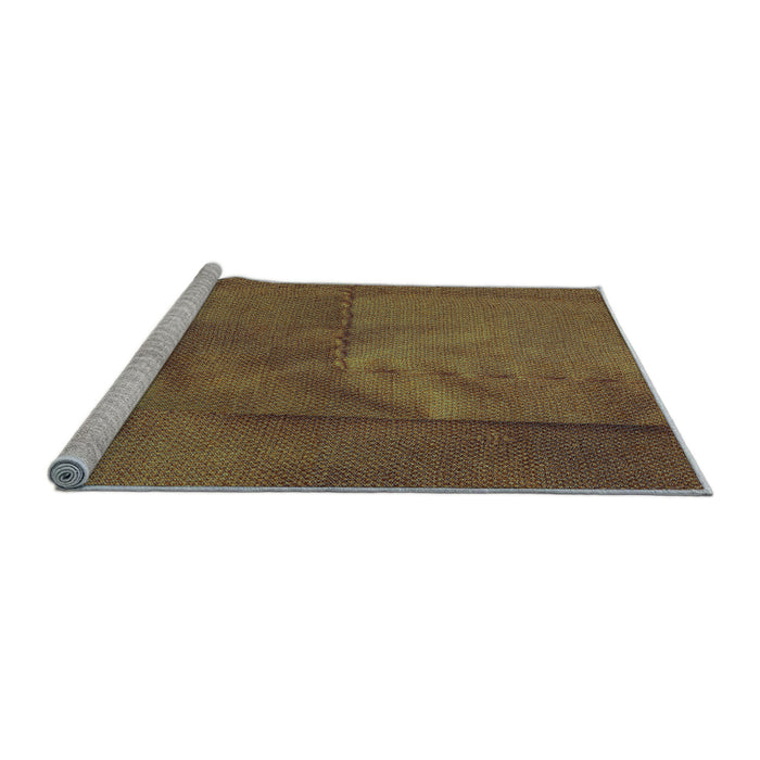 Sideview of Machine Washable Transitional Copper Brown Rug, wshpat1216lblu