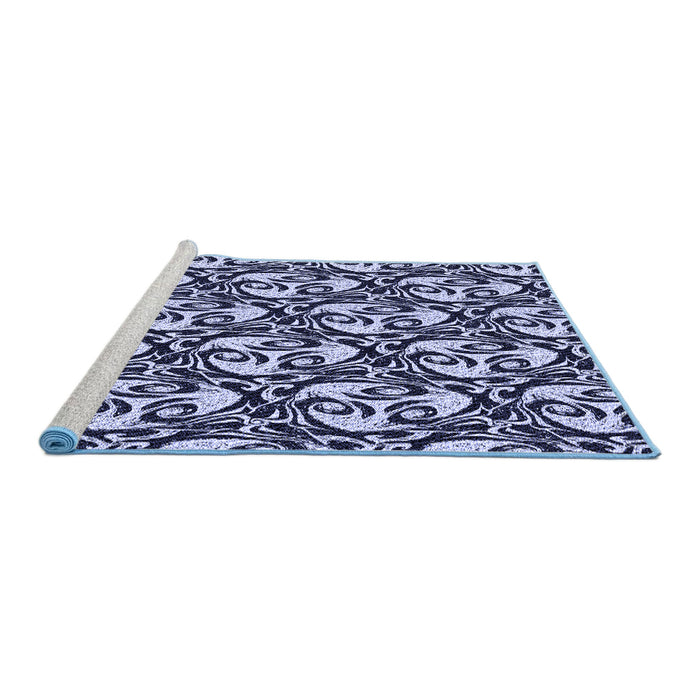 Sideview of Machine Washable Transitional Night Blue Rug, wshpat1217blu