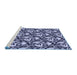 Sideview of Machine Washable Transitional Night Blue Rug, wshpat1217blu