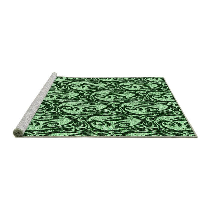 Sideview of Machine Washable Transitional Pastel Green Rug, wshpat1217grn