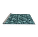 Sideview of Machine Washable Transitional Deep Teal Green Rug, wshpat1217lblu