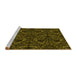 Sideview of Machine Washable Transitional Dark Yellow Green Rug, wshpat1218yw