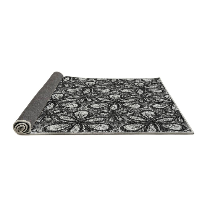 Thickness of Patterned Charcoal Black Rug, pat1220gry