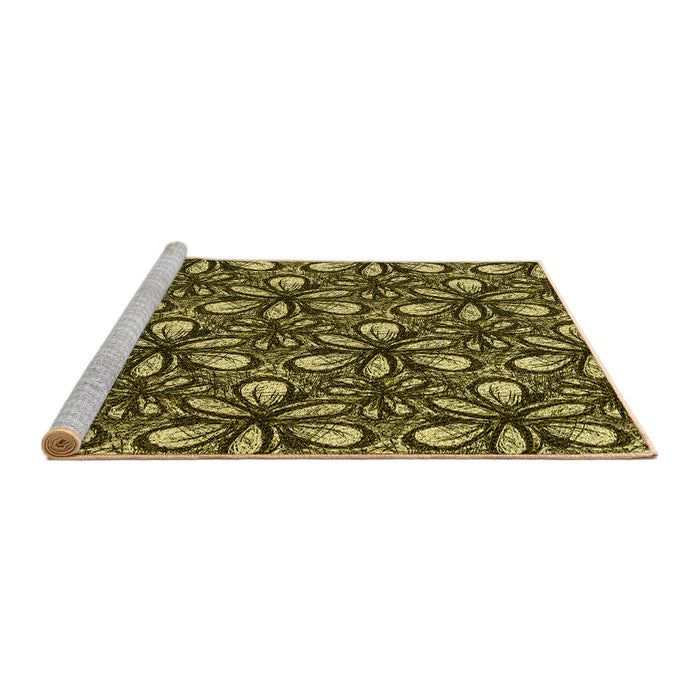 Sideview of Machine Washable Transitional Black Brown Rug, wshpat1220yw