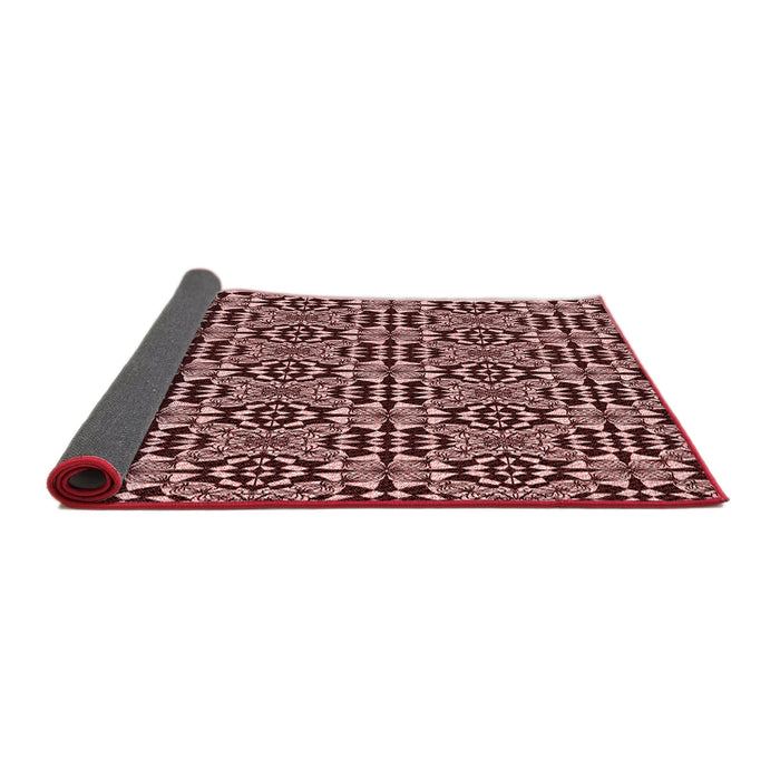 Thickness of Patterned Pink Daisy Pink Rug, pat1221rd