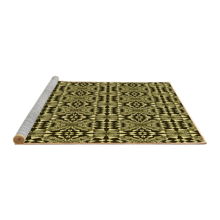 Sideview of Machine Washable Transitional Metallic Gold Rug, wshpat1221yw