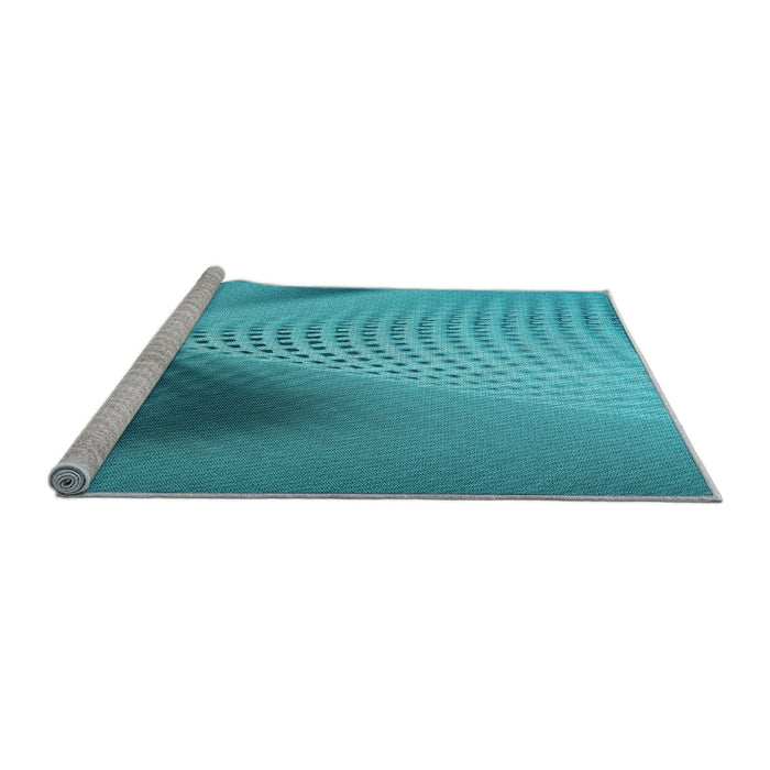 Sideview of Machine Washable Transitional Dark Cyan Green Rug, wshpat1223lblu