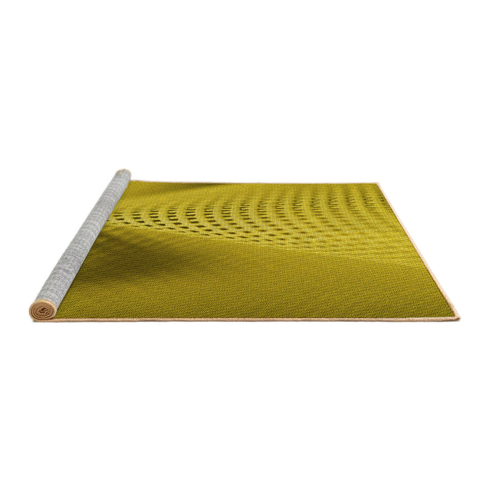 Sideview of Machine Washable Transitional Dark Yellow Green Rug, wshpat1223yw