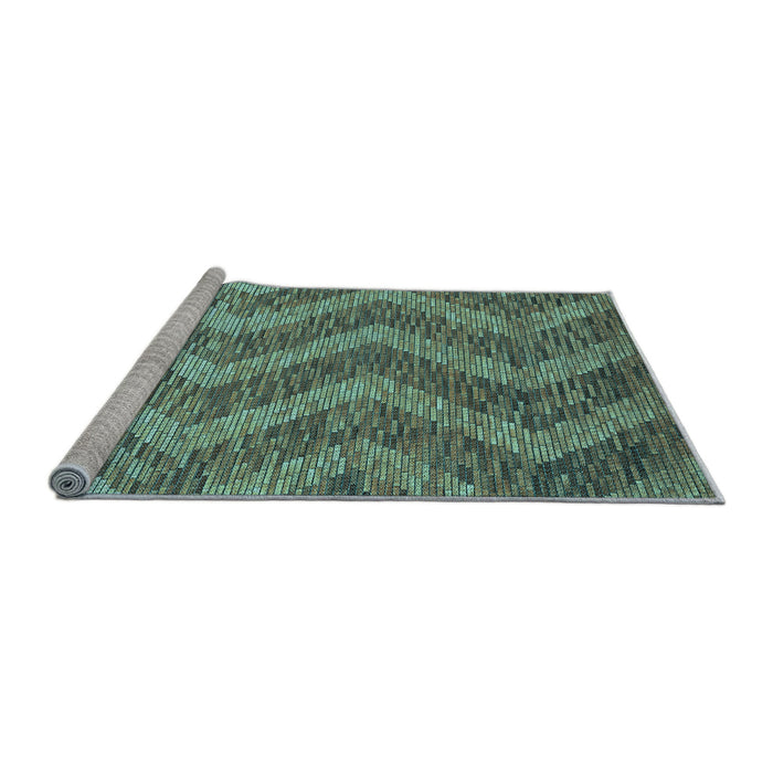 Sideview of Machine Washable Transitional Deep-Sea Green Rug, wshpat1225lblu