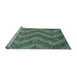 Sideview of Machine Washable Transitional Deep-Sea Green Rug, wshpat1225lblu