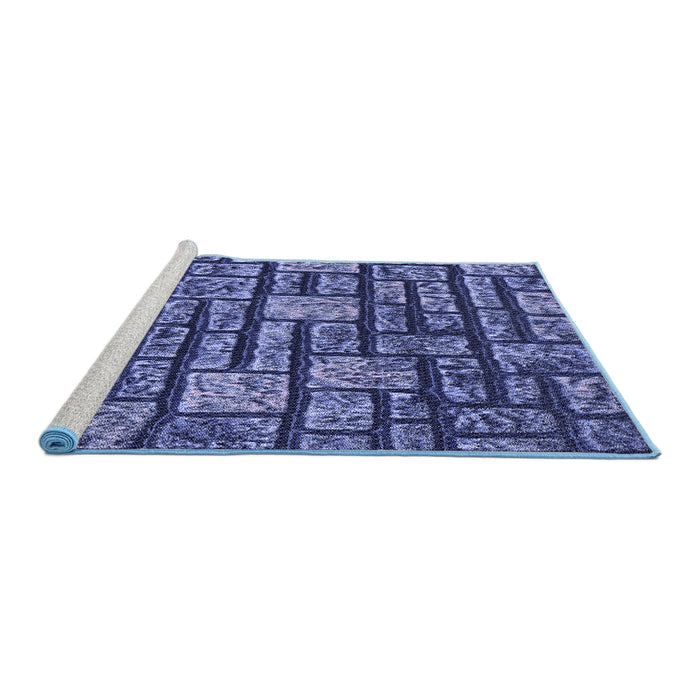 Sideview of Machine Washable Transitional Blue Rug, wshpat1228blu