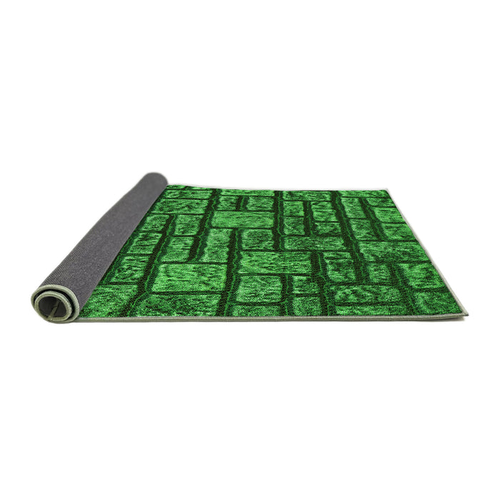 Thickness of Patterned Deep Emerald Green Rug, pat1228grn