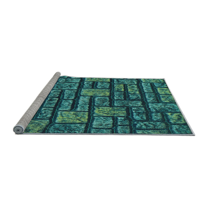 Sideview of Machine Washable Transitional Deep-Sea Blue Rug, wshpat1228lblu