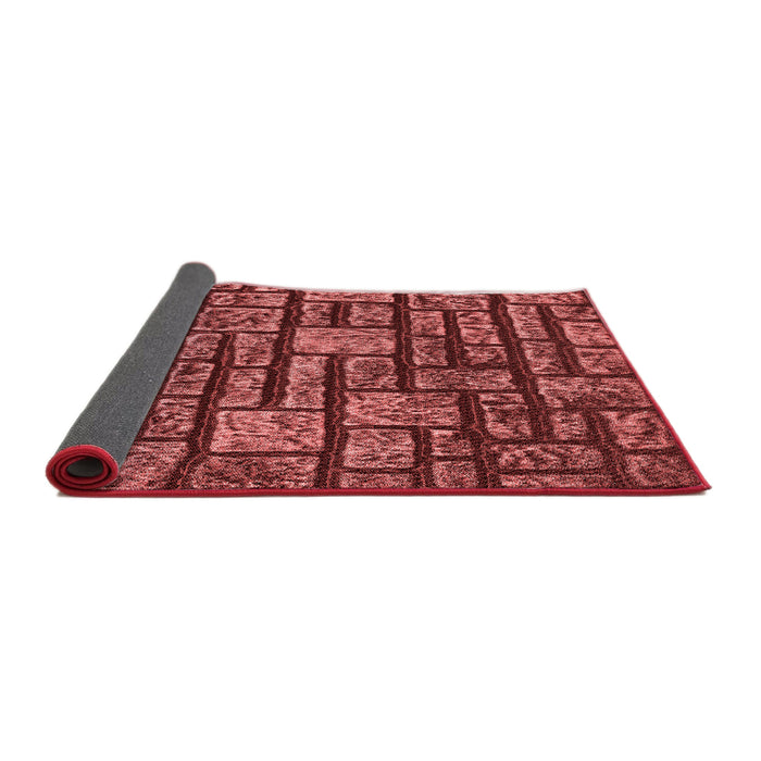 Thickness of Patterned Cranberry Red Rug, pat1228rd