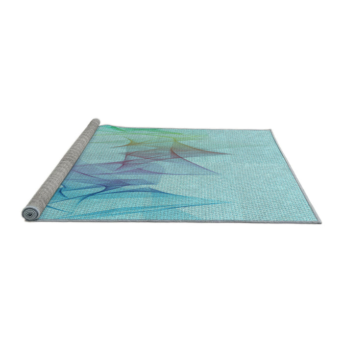 Sideview of Machine Washable Transitional Blue Rug, wshpat123lblu