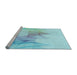 Sideview of Machine Washable Transitional Blue Rug, wshpat123lblu