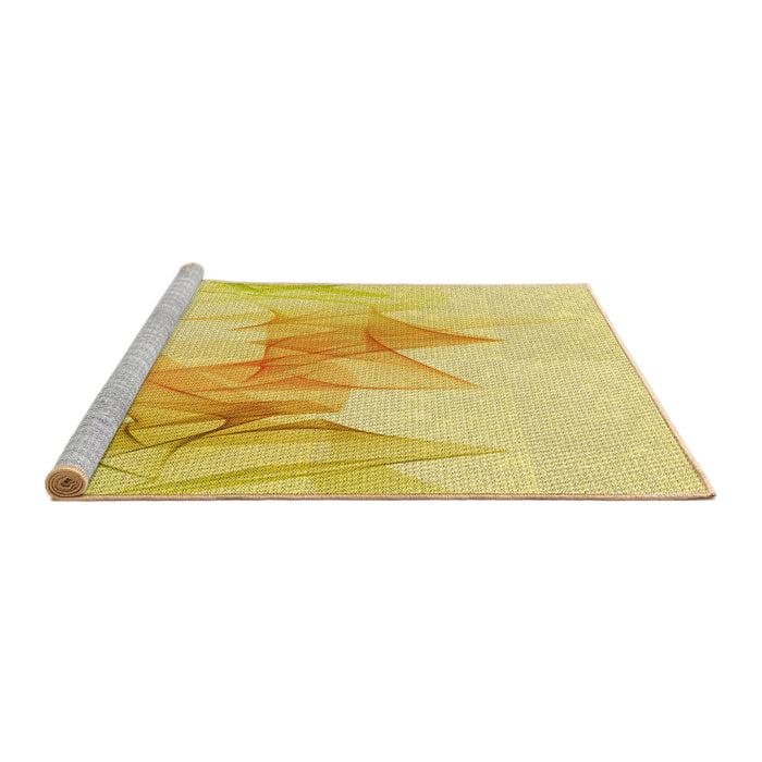 Sideview of Machine Washable Transitional Yellow Rug, wshpat123yw