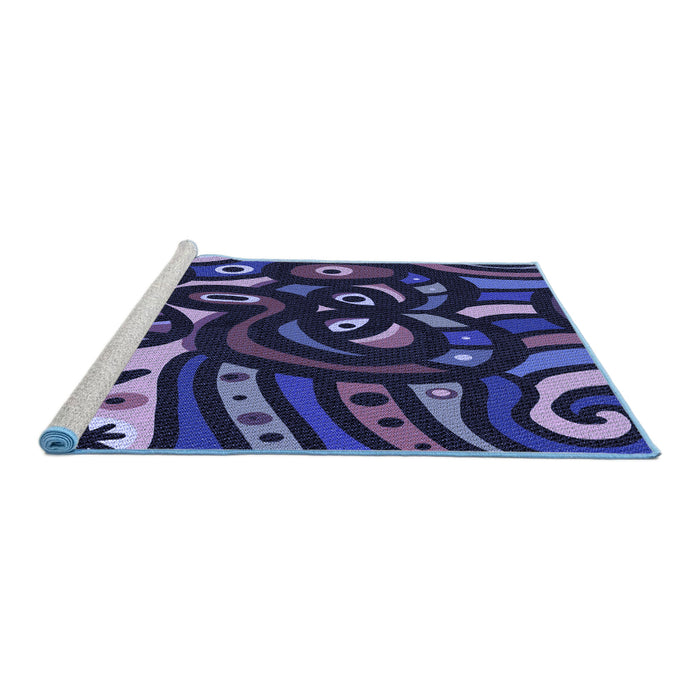 Sideview of Machine Washable Transitional Night Blue Rug, wshpat1231blu