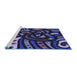 Sideview of Machine Washable Transitional Night Blue Rug, wshpat1231blu