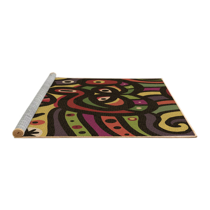 Sideview of Machine Washable Transitional Night Red Rug, wshpat1231brn