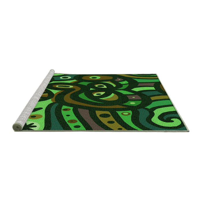 Sideview of Machine Washable Transitional Dark Lime Green Rug, wshpat1231grn