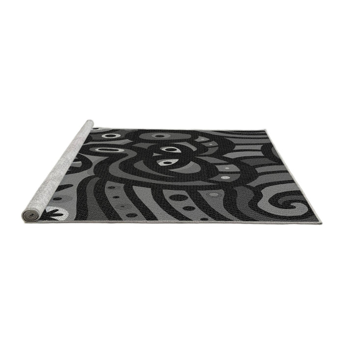 Sideview of Machine Washable Transitional Midnight Gray Rug, wshpat1231gry