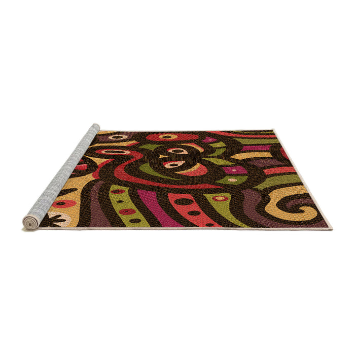 Sideview of Machine Washable Transitional Maroon Red Rug, wshpat1231org