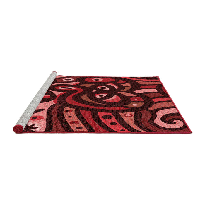 Sideview of Machine Washable Transitional Dark Red Rug, wshpat1231rd