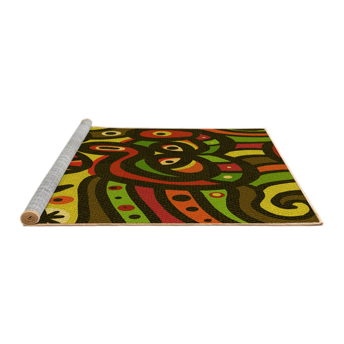 Sideview of Machine Washable Transitional Dark Yellow Green Rug, wshpat1231yw