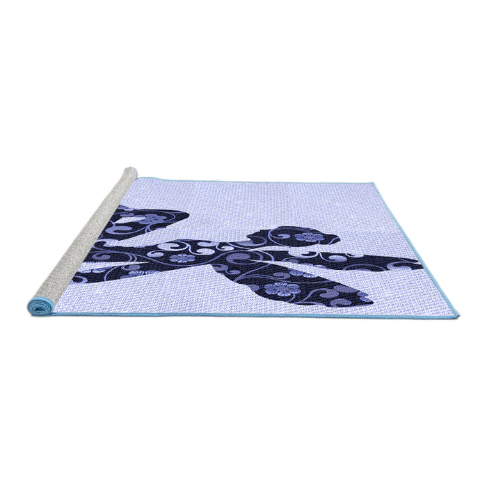 Sideview of Machine Washable Transitional Lavender Blue Rug, wshpat1232blu