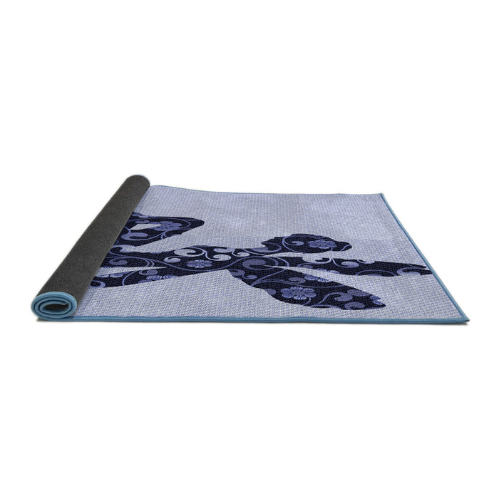 Thickness of Patterned Lavender Blue Rug, pat1232blu