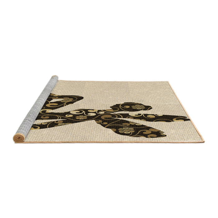 Sideview of Machine Washable Transitional Vanilla Gold Rug, wshpat1232brn